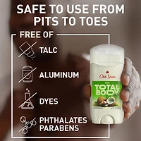 Whole Body Deodorant Stick, Aluminum Free Total Body Deodorant, Fiji Scent, 24/7 Freshness From Pits to Toes and Down Below // Dermatologist Tested