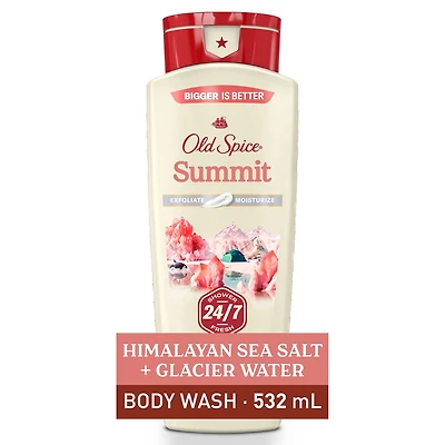 Nettoyant pour le corps pour hommes, parfum Summit, fraîcheur après-lavage 24heures sur 24, 7jours sur 7, exfoliation+hydratation, 532mL (18oz liq.)