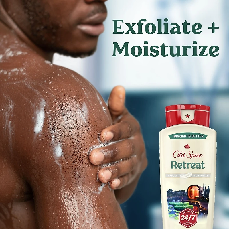 Men's Body Wash for Men, Retreat Scent, 24/7 Shower Fresh, Exfoliation + Moisturization