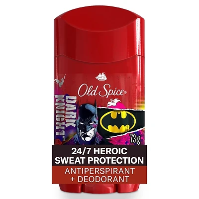 Antisudorifique et désodorisant pour hommes, fraîcheur 24heures sur 24, 7jours sur 7, protection longue durée contre la transpiration et les odeurs, sentez comme un héros, Batman, parfum Cerise noire et crépuscule, 73g