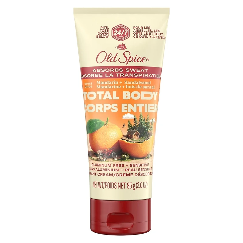 Whole Body Deodorant Lotion, Aluminum Free Total Body Deodorant, Mandarin + Sandalwood Scent, Absorbs Sweat //24/7 Freshness From Pits to Toes and Down Below