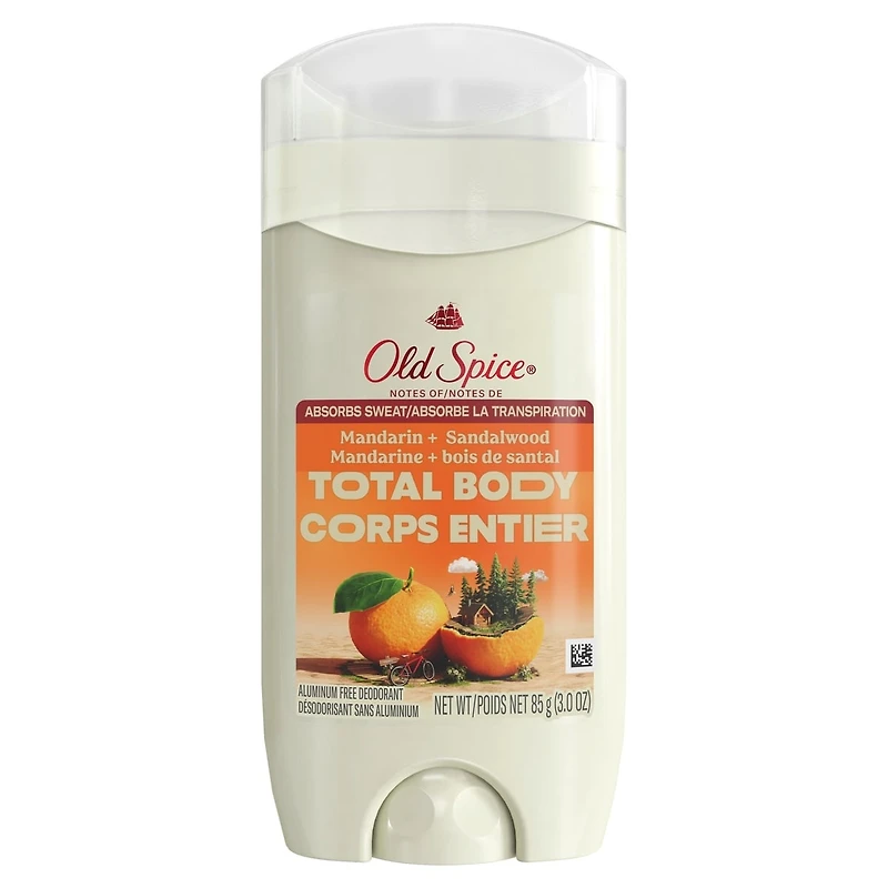 Whole Body Deodorant Stick, Aluminum Free Total Body Deodorant, Mandarin + Sandalwood Scent, Absorbs Sweat //24/7 Freshness From Pits to Toes and Down Below