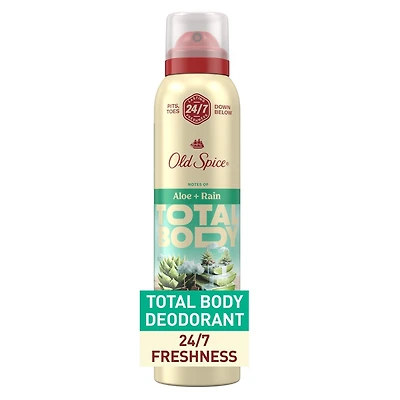 Whole Body Deodorant for Men, Total Body Deodorant, Aloe + Rain, Aluminum Free Spray for 24/7 Freshness