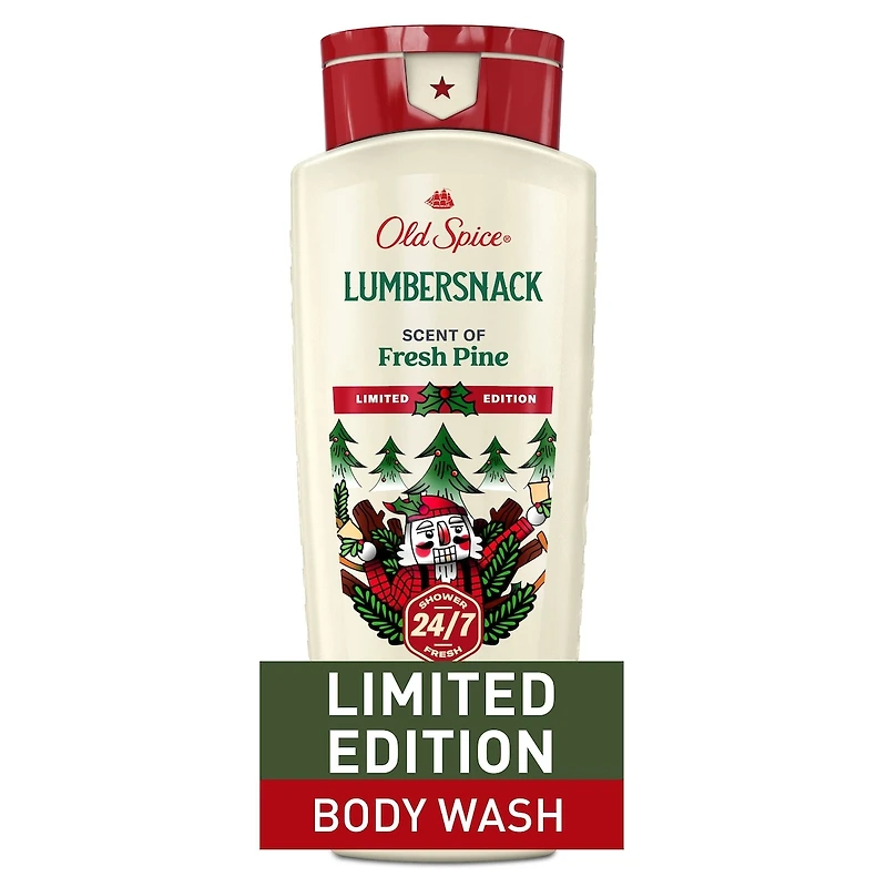 Body Wash for men, Holidudes Limited Edition, 24/7 Holiday Freshness, Lasting Scent and Rich Lather, Lumbersnack, Fresh Pine Scent, Stocking Stuffer, Holiday Gift, Seasonal Scent