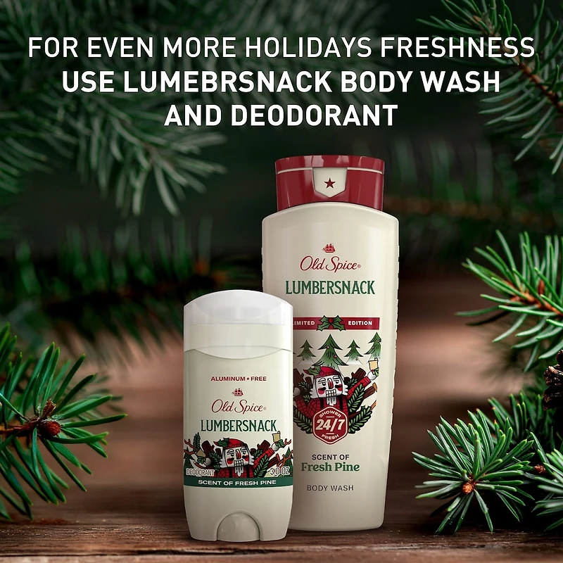 Body Wash for men, Holidudes Limited Edition, 24/7 Holiday Freshness, Lasting Scent and Rich Lather, Lumbersnack, Fresh Pine Scent, Stocking Stuffer, Holiday Gift, Seasonal Scent