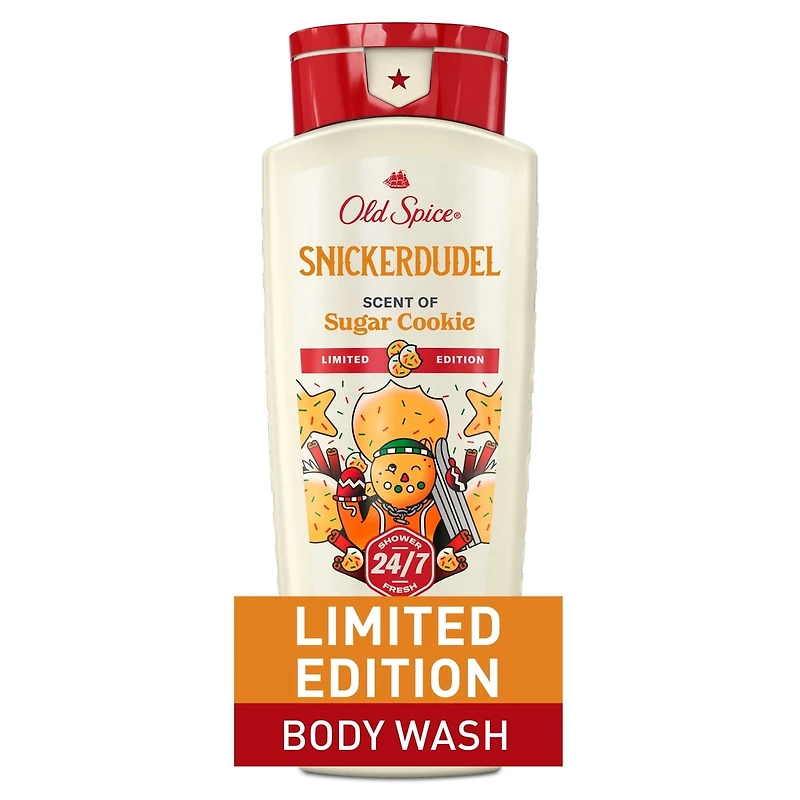 Body Wash for men, Holidudes Limited Edition, 24/7 Holiday Freshness, Lasting Scent and Rich Lather, Snickerdudel, Sugar Cookie Scent, Stocking Stuffer, Holiday Gift, Seasonal Scent