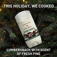 Désodorisant sans aluminium pour hommes, Gars des fêtes édition limitée, fraîcheur des fêtes 24/7, protection contre les odeurs, Lumbersnack, parfum Pin frais, bas de Noël, cadeau des fêtes, parfum saisonnier, 85 g