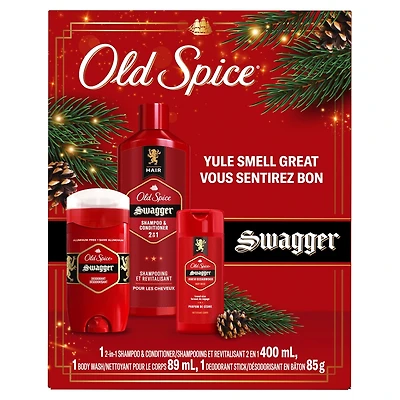 Ensemble-cadeau Vous sentirez bon avec un shampooing et revitalisant 2 en 1 Swagger de, un nettoyant pour le corps Swagger de et un désodorisant Swagger de