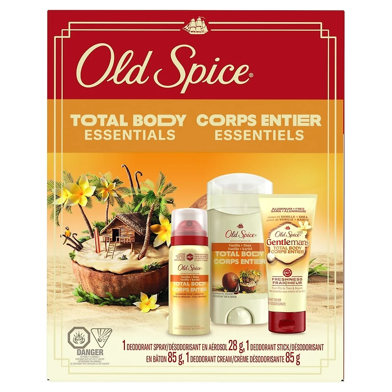 Total Body Essentials Gift Set with Vanilla Shea Stick, Vanilla Shea Mini Spray, and Vanilla Shea Cream