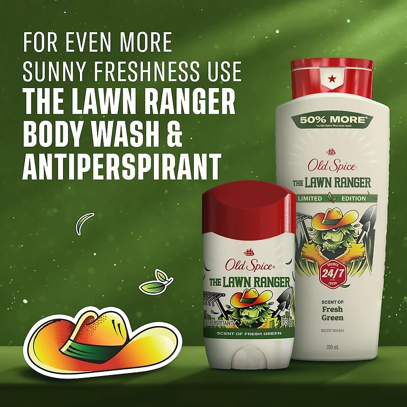 Antisudorifique pour hommes, Lawn Ranger, 73 g, parfum de gazon frais, longue durée, sensation sèche, protection contre la transpiration et les odeurs 24/7, édition saisonnière limitée