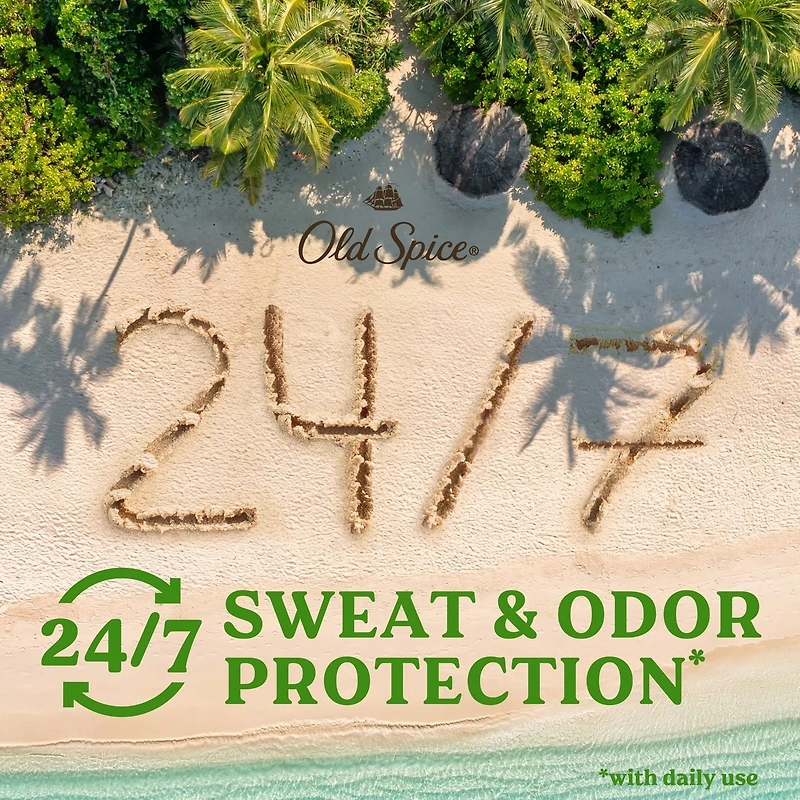 Antisudorifique et désodorisant invisible en bâton Old Spice pour hommes Fiji avec parfum de palmier inspiré de la nature, 73 g