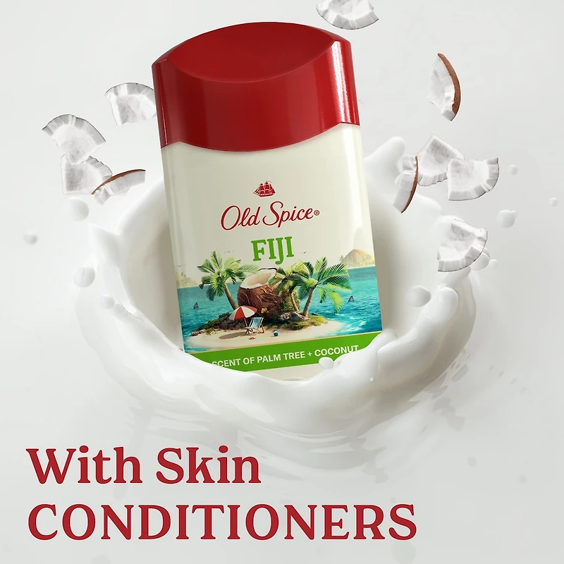 Antisudorifique et désodorisant invisible en bâton Old Spice pour hommes Fiji avec parfum de palmier inspiré de la nature, 73 g