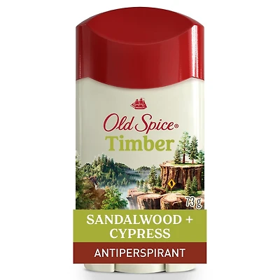 Antisudorifique et désodorisant invisible en bâton Old Spice Timber pour hommes avec parfum de bois de santal inspiré de la nature, 73 g chacun