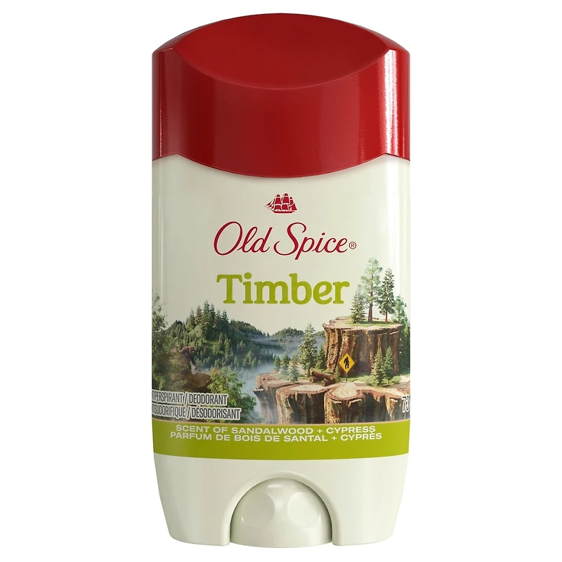 Antisudorifique et désodorisant invisible en bâton Old Spice Timber pour hommes avec parfum de bois de santal inspiré de la nature, 73 g chacun