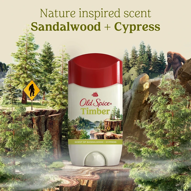 Antisudorifique et désodorisant invisible en bâton Old Spice Timber pour hommes avec parfum de bois de santal inspiré de la nature, 73 g chacun