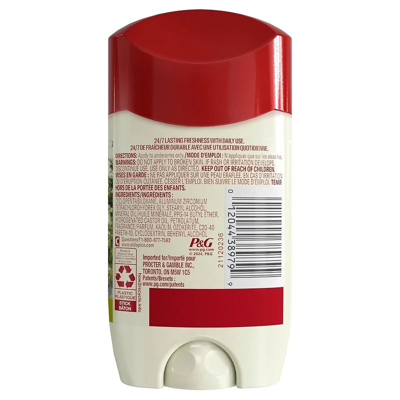 Antisudorifique et désodorisant invisible en bâton Old Spice Timber pour hommes avec parfum de bois de santal inspiré de la nature, 73 g chacun