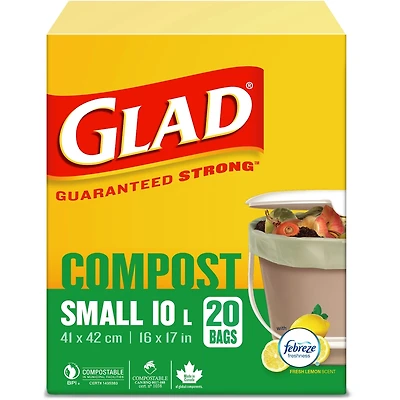 Petits sacs 100 % compostables au parfum de citron frais, petits sacs de 10 L