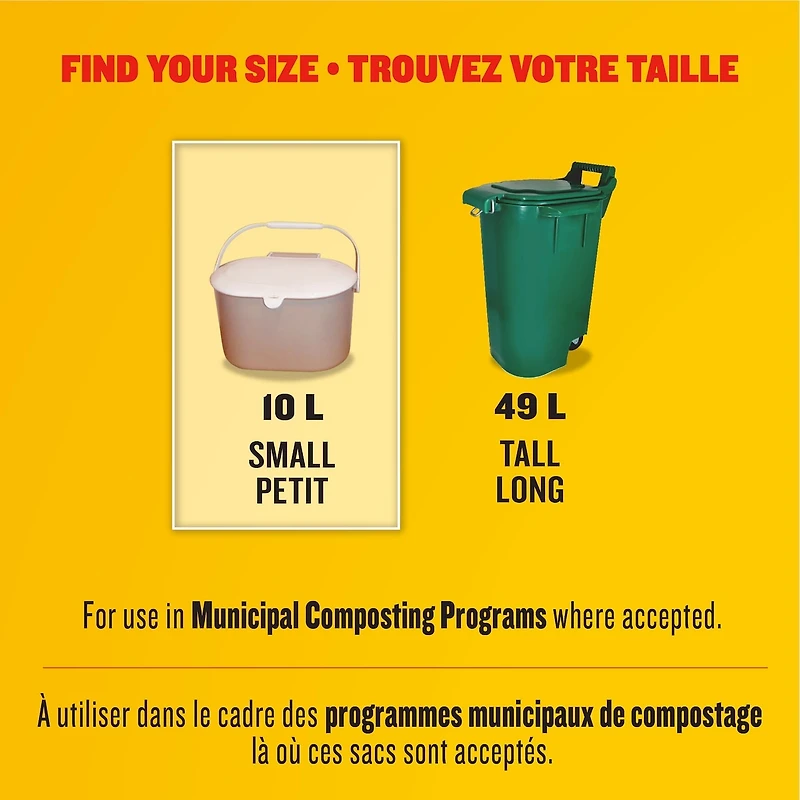 Petits sacs 100 % compostables au parfum de citron frais, petits sacs de 10 L