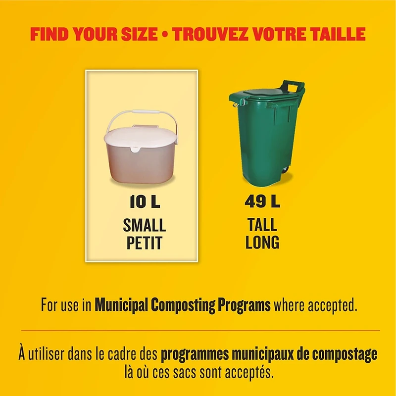Petits sacs 100 % compostables au parfum de citron frais, petits sacs de 10 L