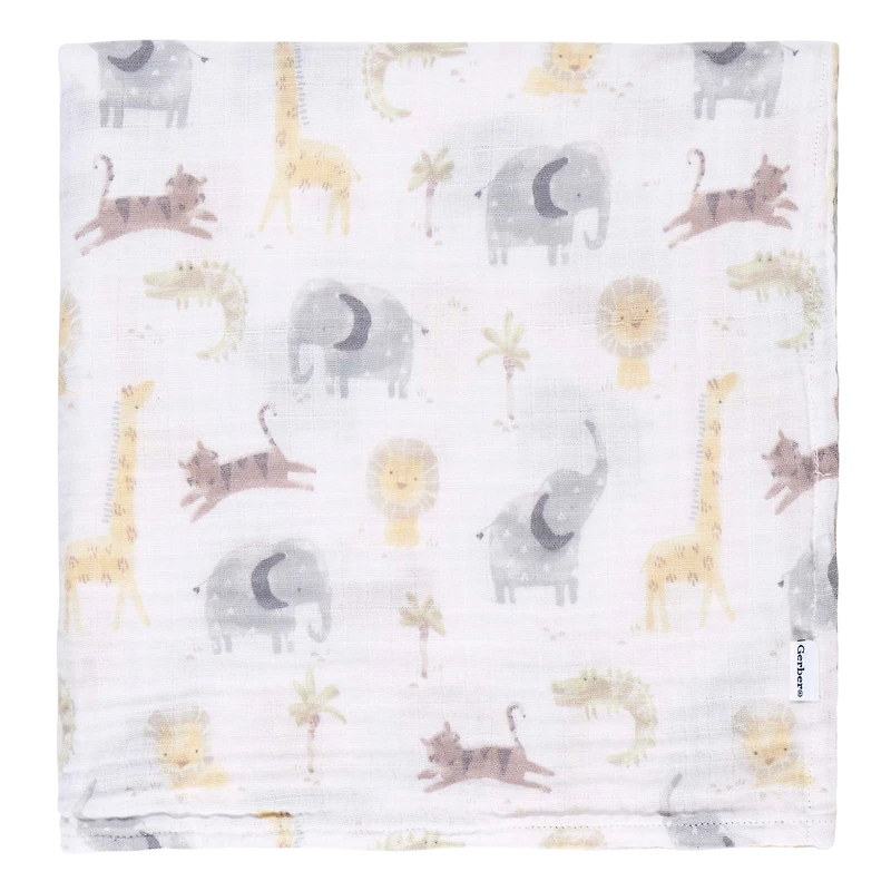 Couvertures Bébé En Mousseline Animaux + Géométrie (Lot De 2
