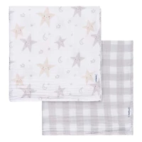 Muslin Baby Blanket Animals + Geo 2pk