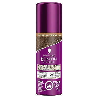 Keratin Root Temporary Hair Colour Spray, Light Brown - Salon Inspired Dye, for up 100% Grey Coverage