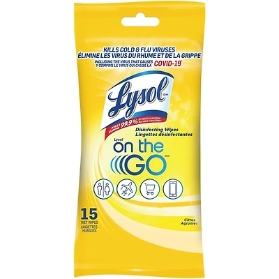 LYSOL Disinfecting Wipes - Lysol On the Go - Citrus 15 ct