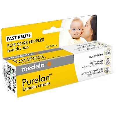 Medela Lanolin Nipple Cream for Breastfeeding, 100% All-Natural Single Ingredient, New Purelan, 1.3 Ounce