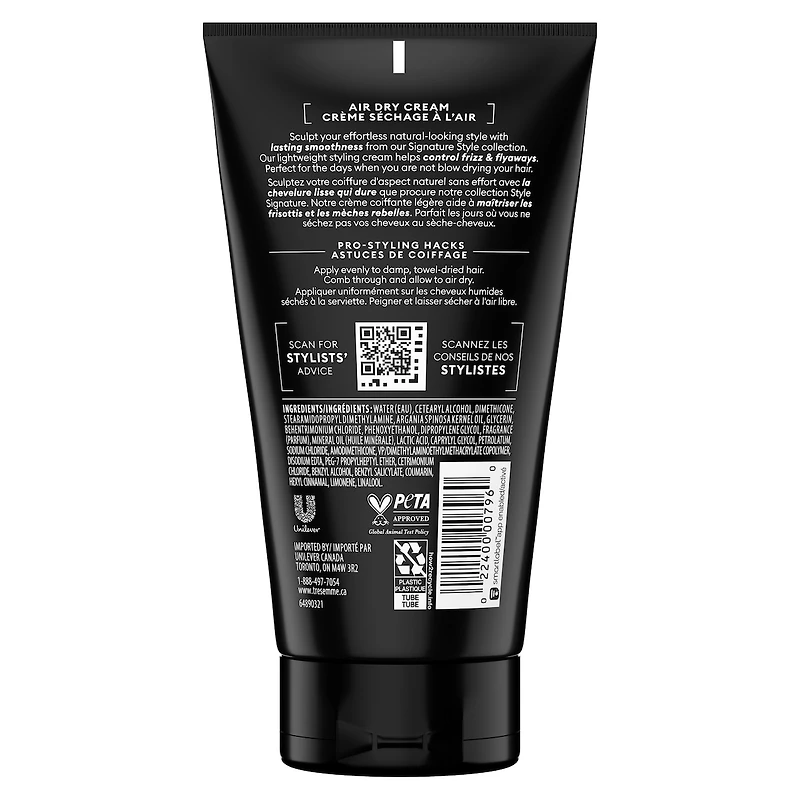 TRESemmé Air Dry Smoothing Cream Controls Frizz & Flyaways No Blow Dry Hair Styling Lightweight Hair Cream 148 ml