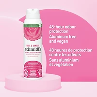 Désodorisant naturel en vaporisateur pour femmes et hommes Schmidt's  Rose & Vanilla pour 48 h de protection anti-odeurs, sans sels d'aluminium, sans traces blanches, sans cruauté, végétalien 91 g