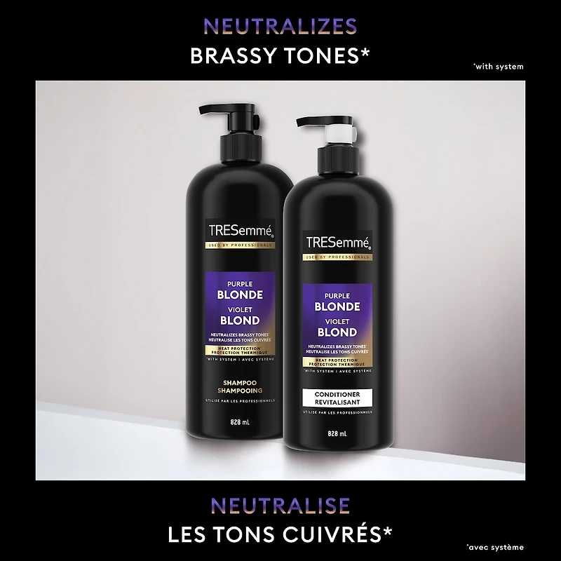 Shampooing pour cheveux blonds ou argentés TRESemmé Purple Blonde Neutraliseur Ultraviolet avec Technologie Pro Style™