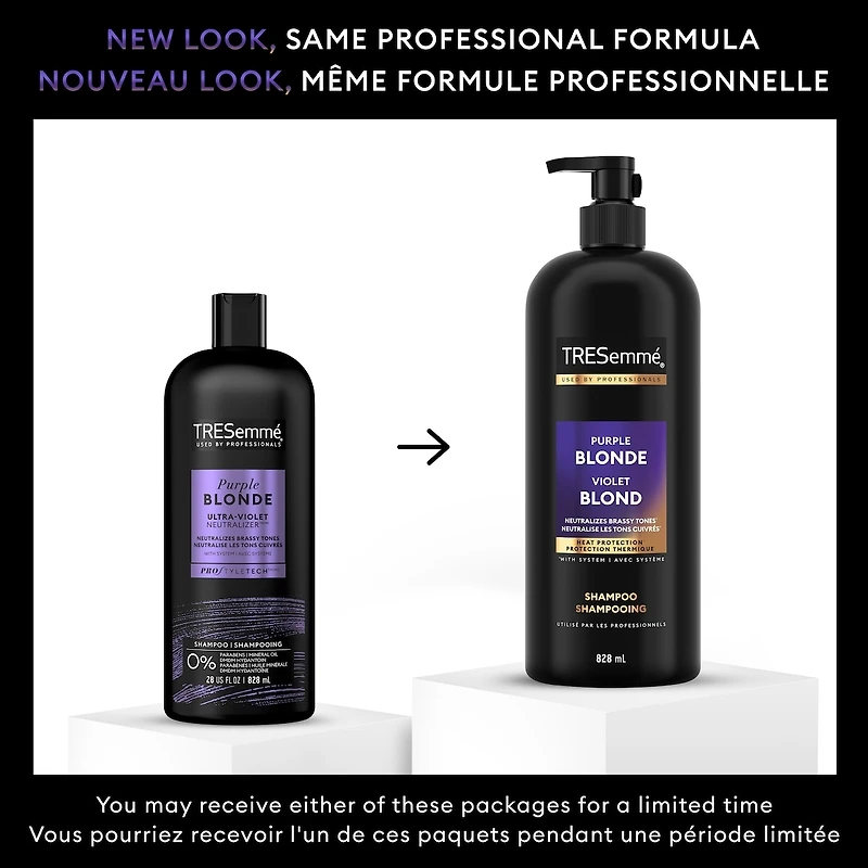 Shampooing pour cheveux blonds ou argentés TRESemmé Purple Blonde Neutraliseur Ultraviolet avec Technologie Pro Style™