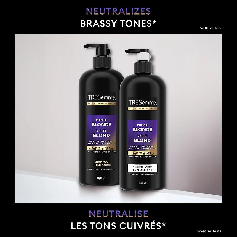 Revitalisant pour cheveux blonds ou argentés TRESemmé Purple Blonde Neutraliseur Ultraviolet avec Technologie Pro Style™ 828 ml
