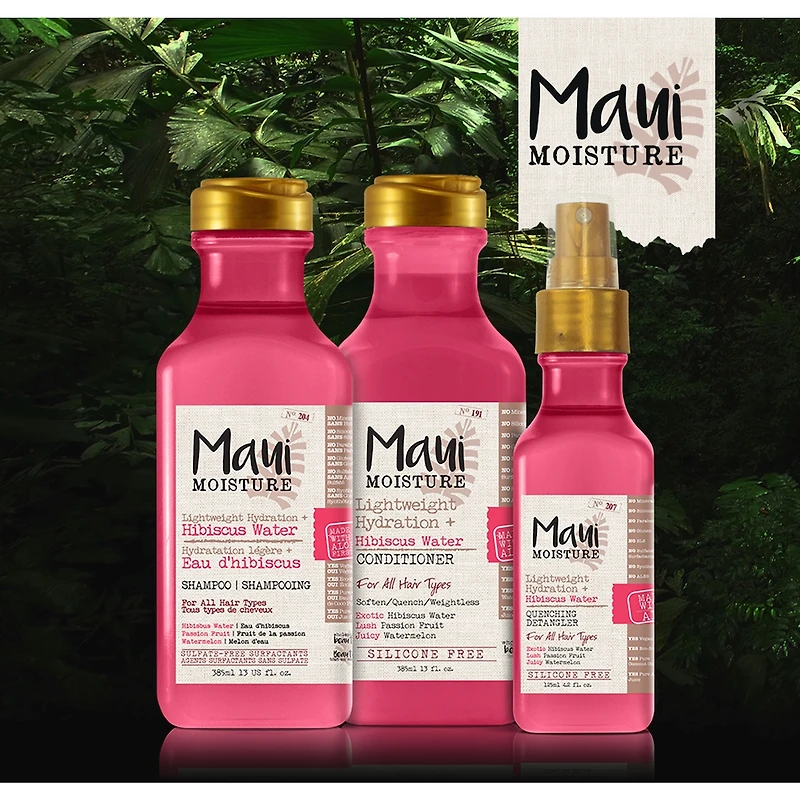 Shampoing Maui Moisture Hydratation légère + Eau d'hibiscus, 385 ml