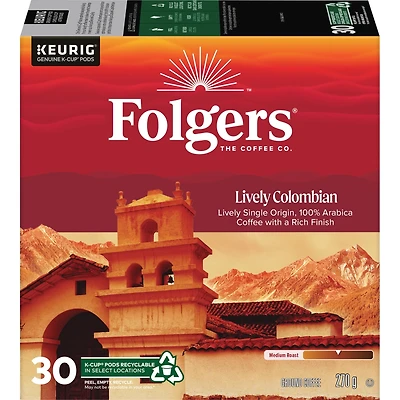 Lively Colombian K-Cup Coffee Pods 30 Count