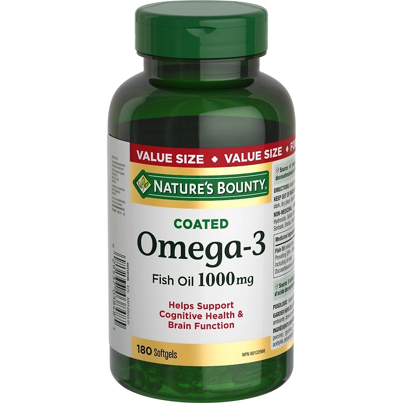 Oméga-3 Huile de poisson, 1 000 mg, gélules