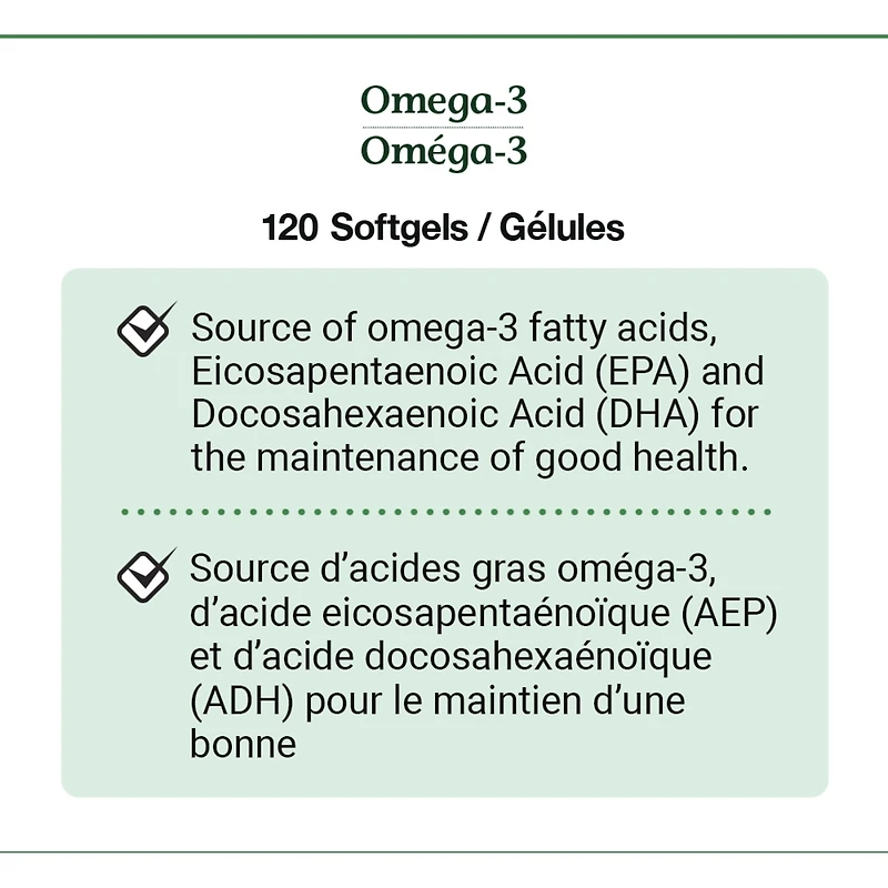 Oméga-3 Huile de poisson, 1 000 mg, gélules