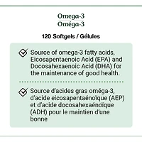 Oméga-3 Huile de poisson, 1 000 mg, gélules