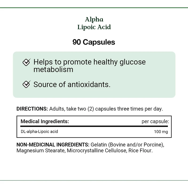 Alpha Lipoic Acid, 100 mg, For Glucose Metabolism