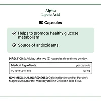 Alpha Lipoic Acid, 100 mg, For Glucose Metabolism