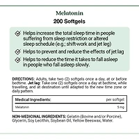 Melatonin 5 Mg Helps Reset The Body's Sleep-Wake Cycle Value Sized 200 Softgels