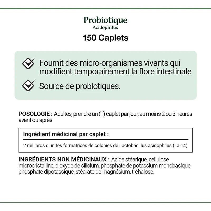 Probiotique Acidophilus extra-fort, 150 caplets