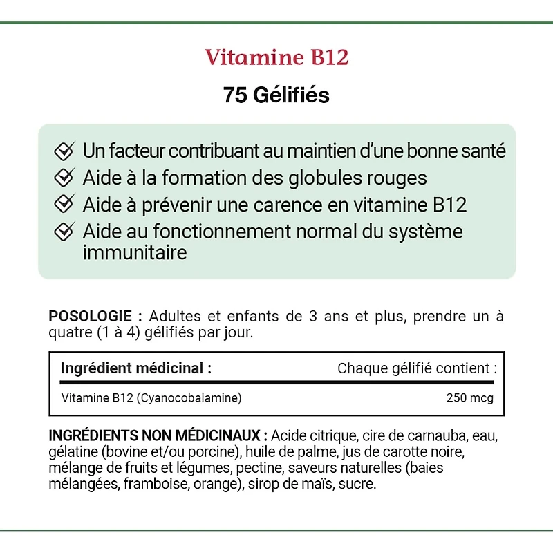 Vitamine B12, aide à maintenir une bonne santé
