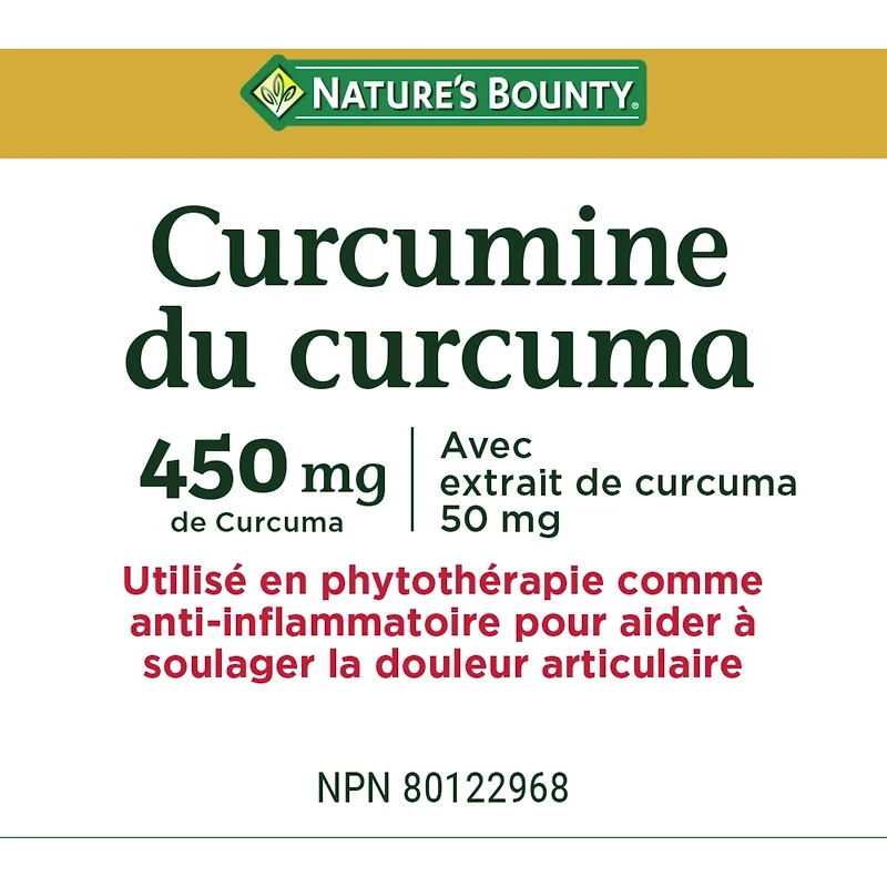 Curcumine du curcuma, 450 mg, anti-inflam.