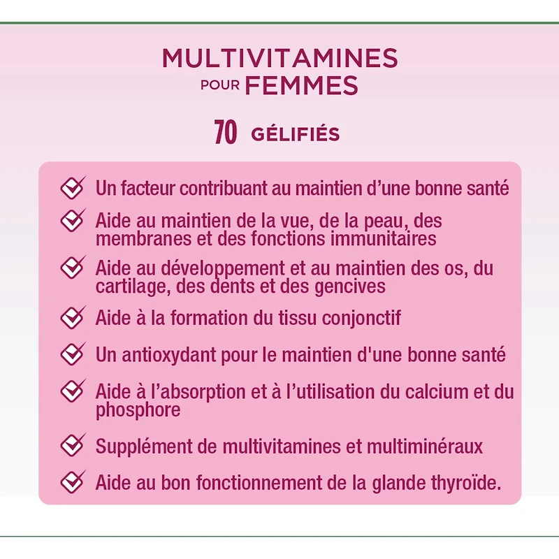 Multivitamines pour femmes, suppl., framb.