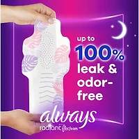 Serviettes Always Radiant FlexFoam avec ailes, taille 5, flux très abondant de nuit, 26u