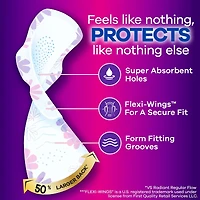 Serviettes Always Radiant FlexFoam avec ailes, taille 5, flux très abondant de nuit, 26u