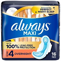 Maxi Overnight Pads with Wings, Size 4, Overnight, Unscented