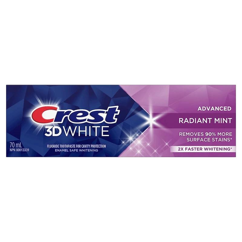 Crest 3D White Advanced, Teeth Whitening Toothpaste Radiant Mint, 70 ml