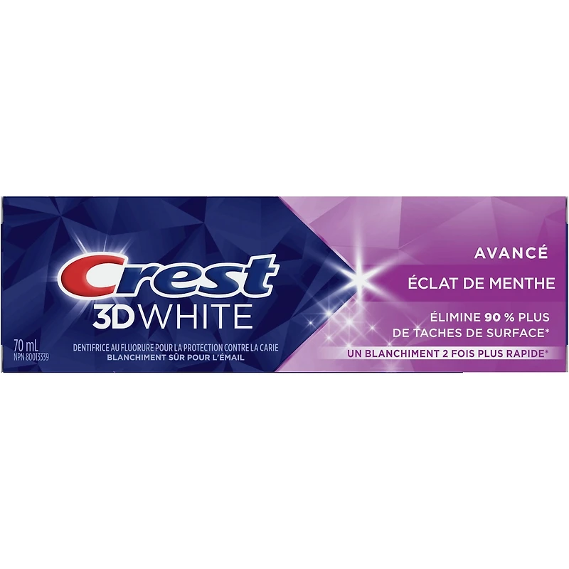 Dentifrice blanchissant Crest 3D White Avancé, Éclat de menthe, 70 mL